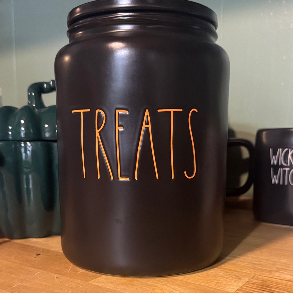 Rae Dunn Black Treats Canister